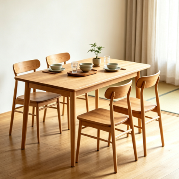 Light Oak Rectangular Dining Table Set