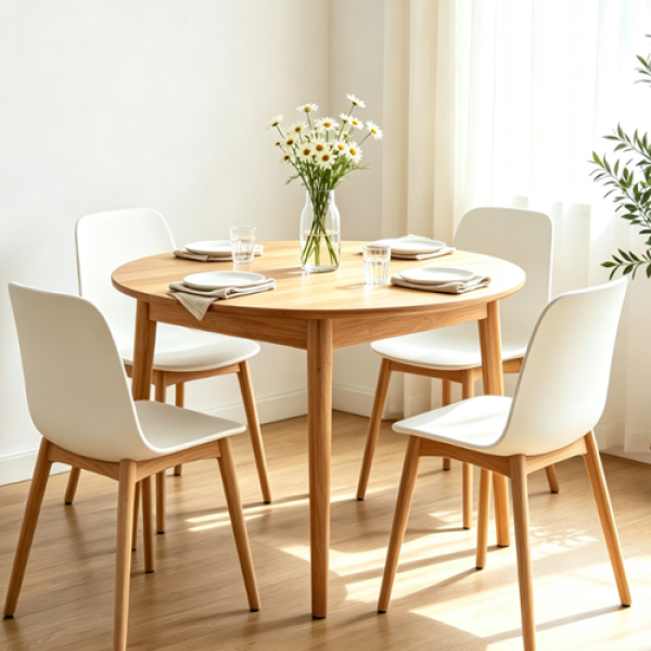 Light Oak Round Dining Table Set