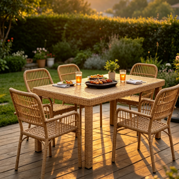 Rattan Outdoor Dining Table Set